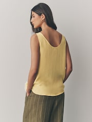 Yellow/Cream Satin Lace Insert Scoop Cami Top - Image 4 of 8