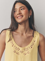 Yellow/Cream Satin Lace Insert Scoop Cami Top - Image 5 of 8