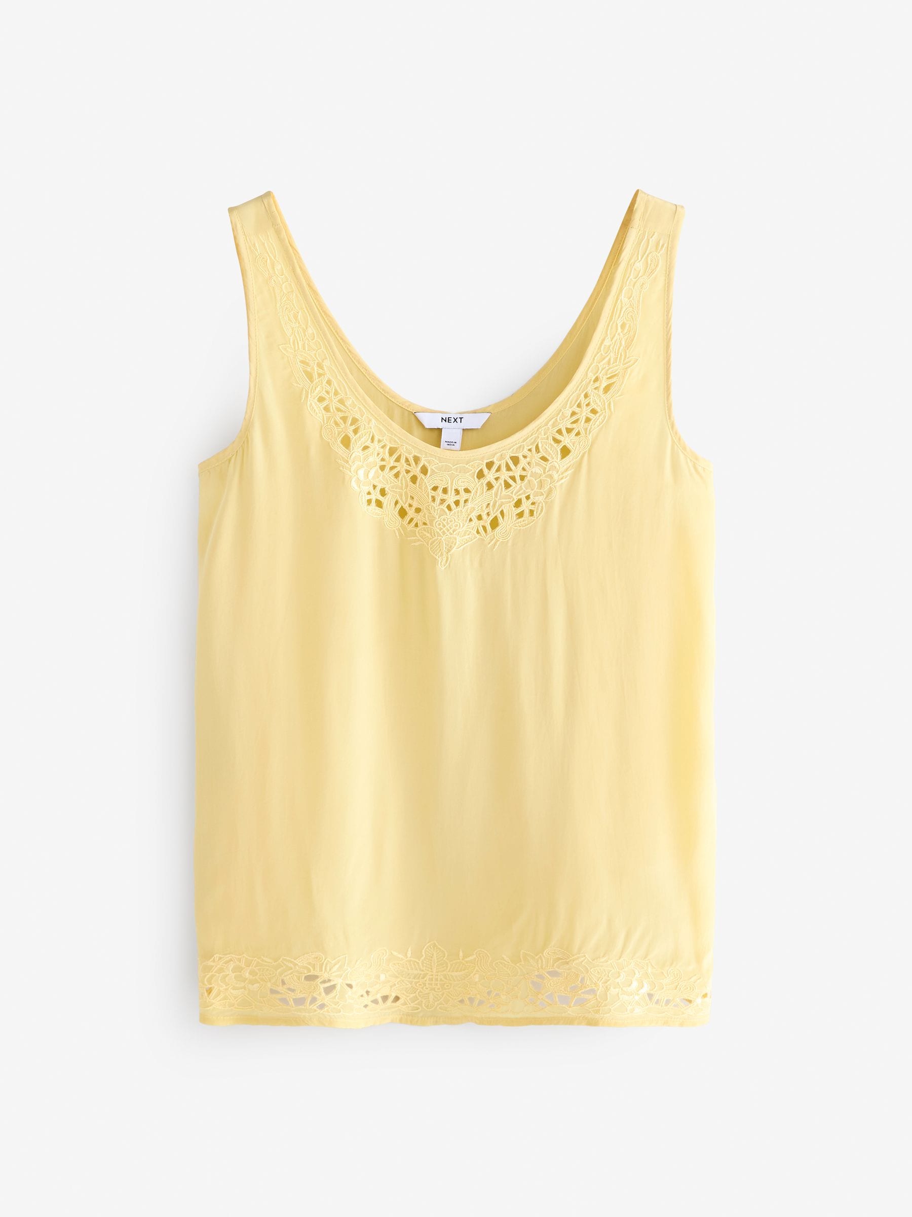 Buy Yellow/Cream Satin Lace Insert Scoop Cami Top from the Next UK