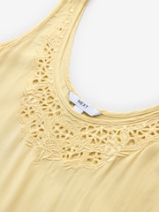 Yellow/Cream Satin Lace Insert Scoop Cami Top - Image 7 of 8
