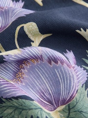 Kew Collection Navy Floral Halter Tie Neck Sleeveless Top With Linen - Image 4 of 5