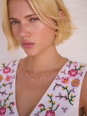 White Floral Embroidered Detail Tie Front Waistcoat - Image 5 of 8