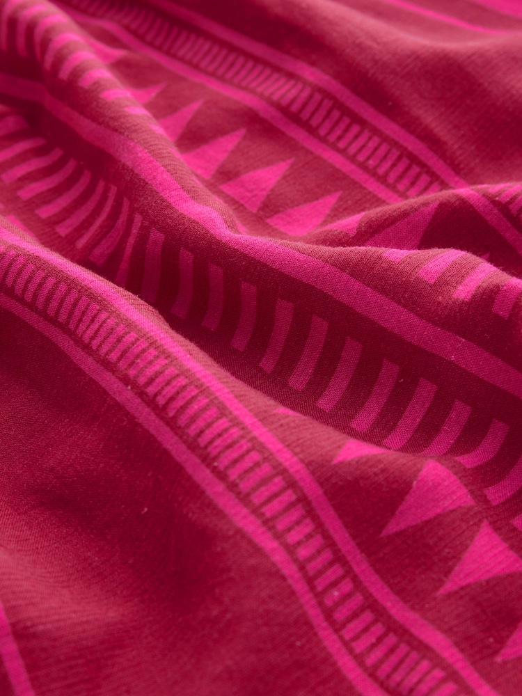 Red/Pink Print Tassel Strappy Cami With Linen - Image 6 of 6
