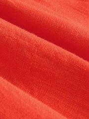 Red Button Down Ruffle Sleeve Top With Linen - Image 7 of 7