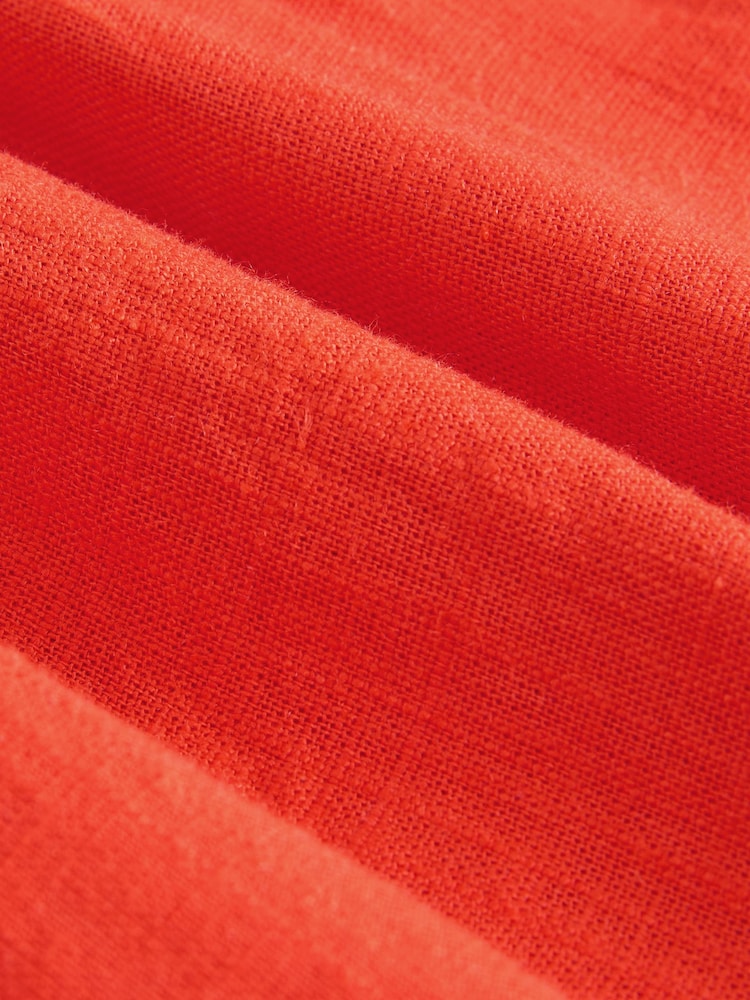 Red Button Down Ruffle Sleeve Top With Linen - Image 7 of 7