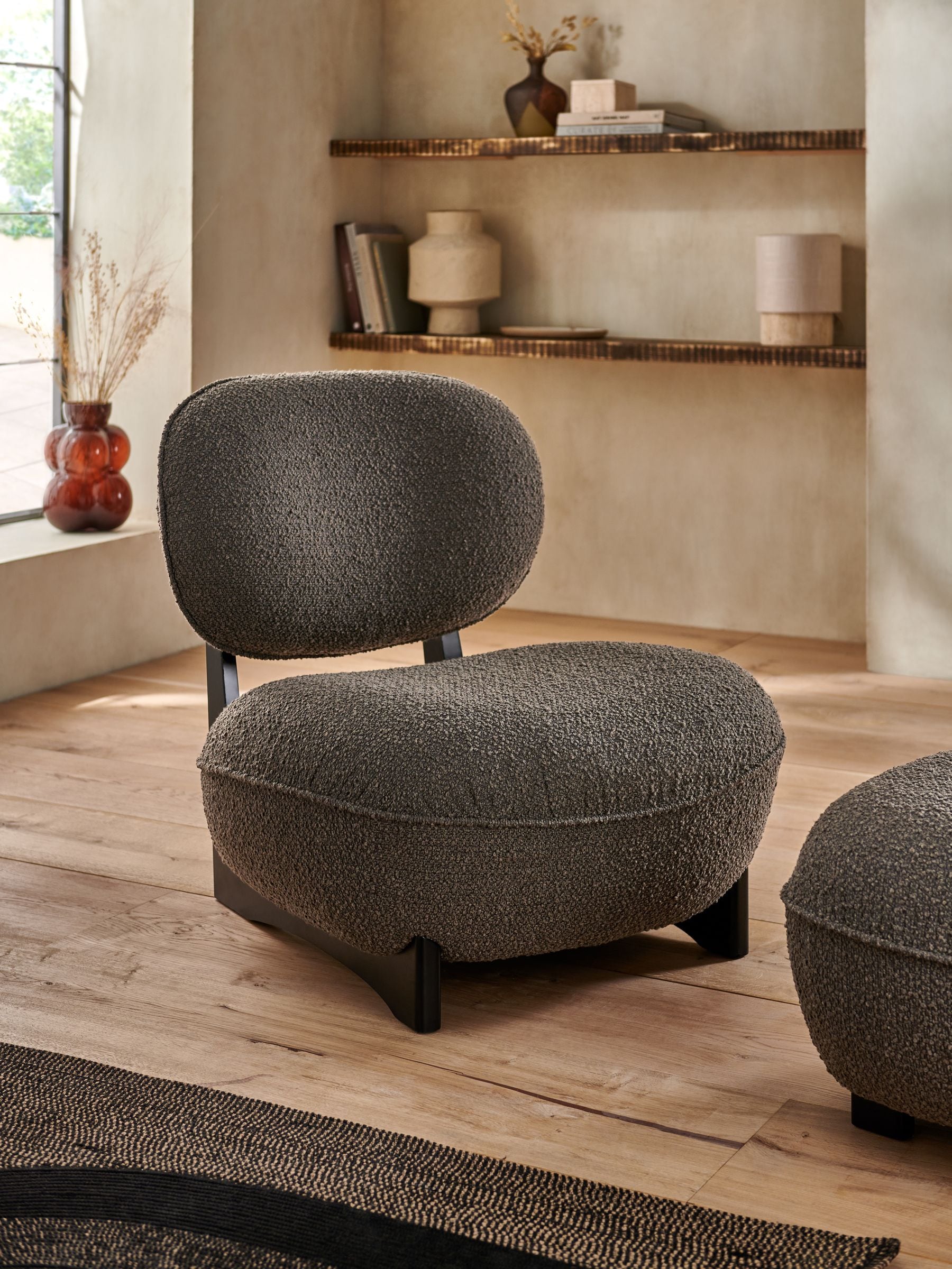 French Connection Mocha Charcoal Grey Brown Loop Boucle Jaivik Accent Chair