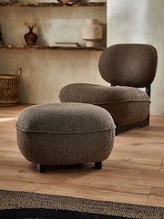 French Connection Mocha Charcoal Grey Brown Loop Boucle Jaivik Footstool - Image 1 of 8