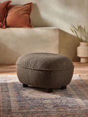 French Connection Mocha Charcoal Grey Brown Loop Boucle Jaivik Footstool - Image 2 of 8
