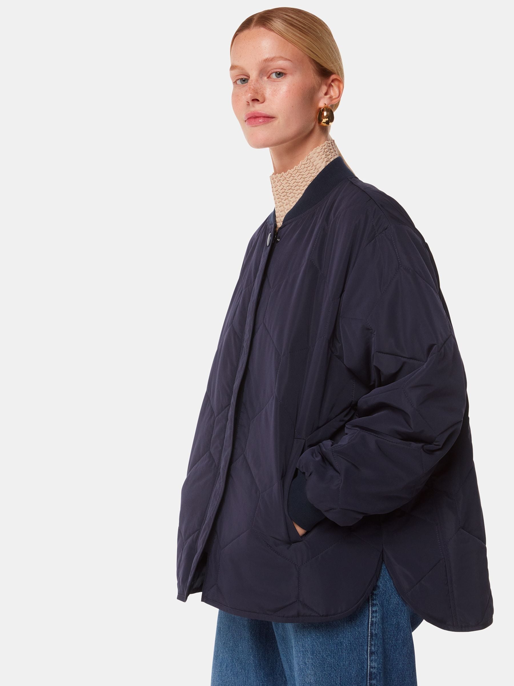 Next：日本 ブルー - Whistles Ida ショートキルティングコート from