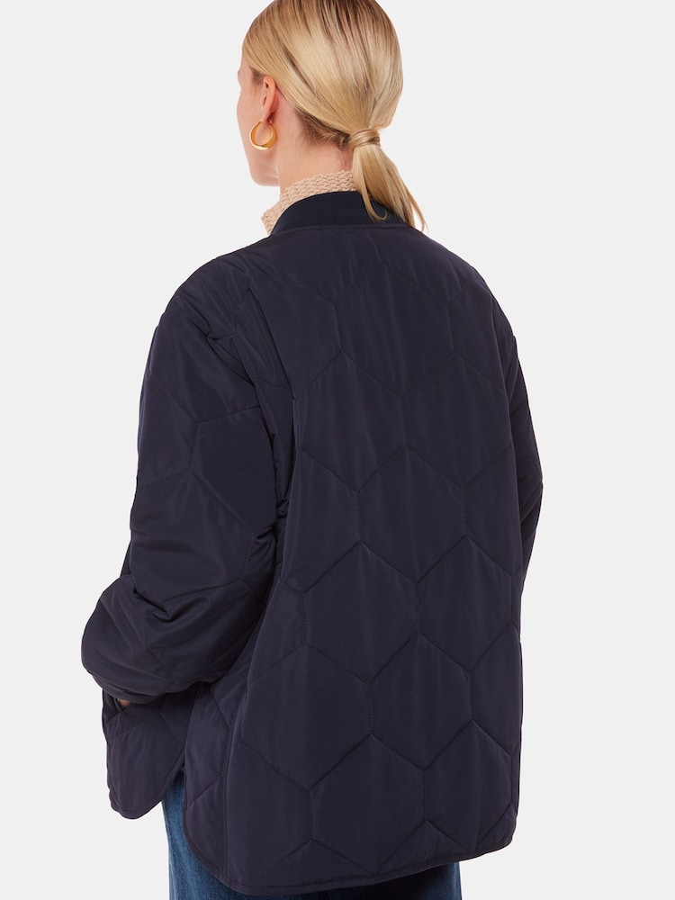 Whistles Blue Ida Short Quilted Coat - Image 2 of 5