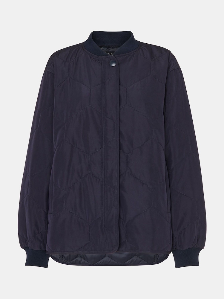 Whistles Blue Ida Short Quilted Coat - Image 5 of 5