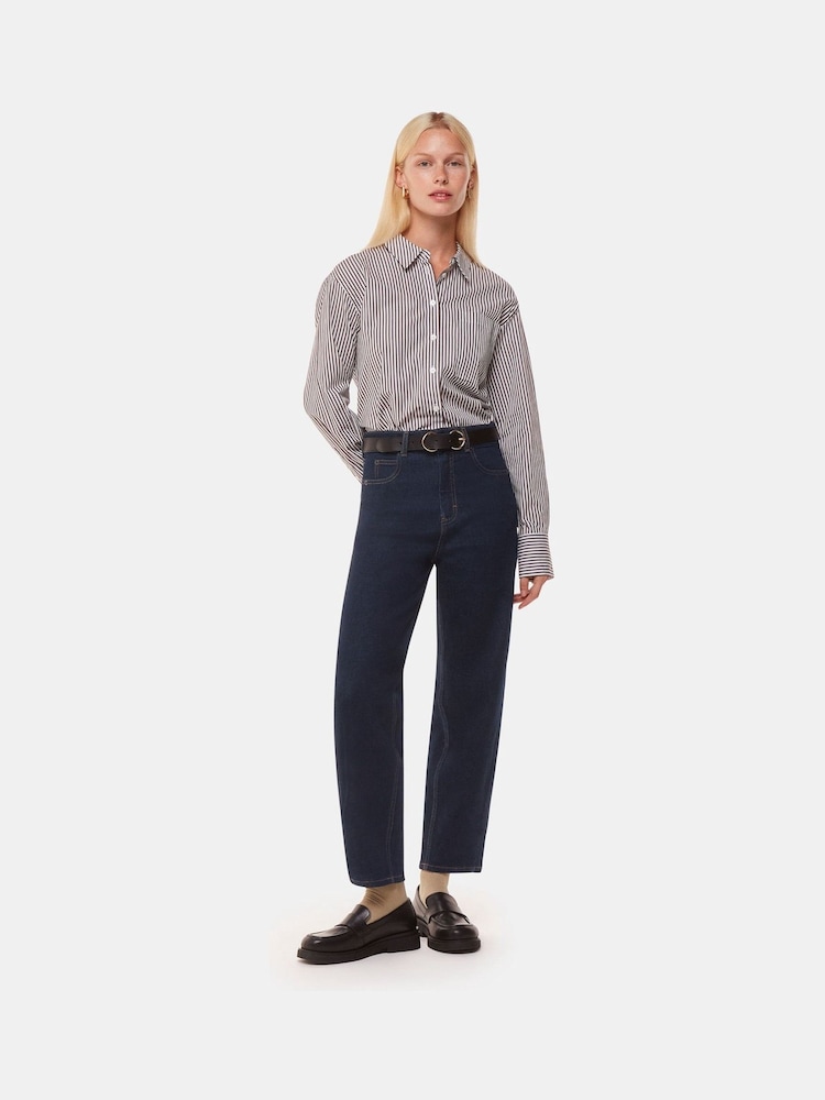 Whistles Blue Stretch Barrel Leg Jeans - Image 1 of 5