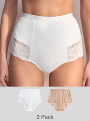 Белый/нюдовый - Shaping Lace Knickers 2 Pack - Изображение 1 из 10