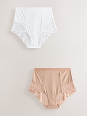 Белый/нюдовый - Shaping Lace Knickers 2 Pack - Изображение 6 из 10