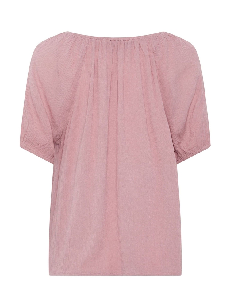 M&Co Pink Crinkle Rayon Short Sleeve Blouse - Image 6 of 6