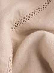 Neutral Stone Linen Blend Short Sleeve Ladder Insert Shirt - Image 8 of 8