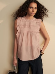 Pink Ruffle Short Sleeve Blouse - Image 1 of 8