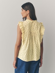 Yellow Spot Ruffle Short Sleeve Blouse - Image 3 of 8