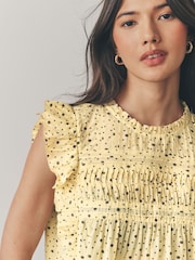 Yellow Spot Ruffle Short Sleeve Blouse - Image 5 of 8