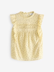 Yellow Spot Ruffle Short Sleeve Blouse - Image 6 of 8