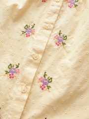 Buttermilk Yellow Floral Embroidered Puff Short Sleeve Top - Image 5 of 6