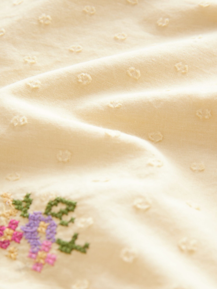 Buttermilk Yellow Floral Embroidered Puff Short Sleeve Top - Image 6 of 6