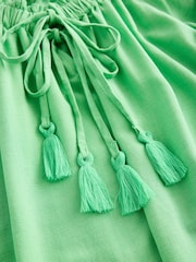 Green Short Sleeve Tie Neck Bardot Top - Image 6 of 6