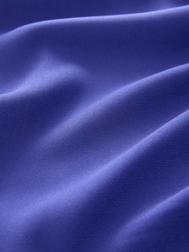 Cobalt Blue Relaxed Fit Short Sleeve Overhead V-Neck Blouse - Image 7 of 7