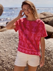 Rouge imprimé homard - T-shirt coupe droite texturé - Image 1 de 7