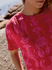 Rouge imprimé homard - T-shirt coupe droite texturé - Image 4 de 7