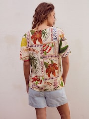 Carte postale Écru Fruit Imprimé - T-shirt coupe droite texturé - Image 3 de 8