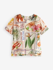 Carte postale Écru Fruit Imprimé - T-shirt coupe droite texturé - Image 6 de 8
