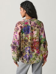 Floral Print Sheer Volume Long Sleeve Blouse - Image 3 of 6