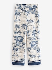 Blanc/Bleu Scenic Imprimé - Pantalons imprimés en lyocell élastiqué à dos - Image 4 de 6