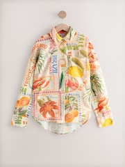 Multicoloured Postcard Print Long Sleeve Shirt With Linen - Image 6 of 9