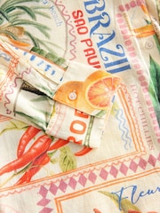 Multicoloured Postcard Print Long Sleeve Shirt With Linen - Image 8 of 9