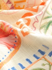 Multicoloured Postcard Print Long Sleeve Shirt With Linen - Image 9 of 9