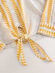 Cream Striped Jaquard Embroidered Detail Tie Front Shirt - Image 8 of 8