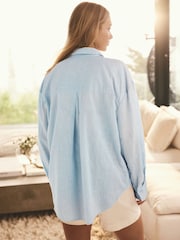 Light Blue Long Sleeve Shirt With Linen - Image 2 of 6