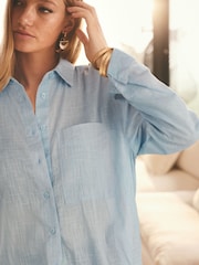 Light Blue Long Sleeve Shirt With Linen - Image 3 of 6