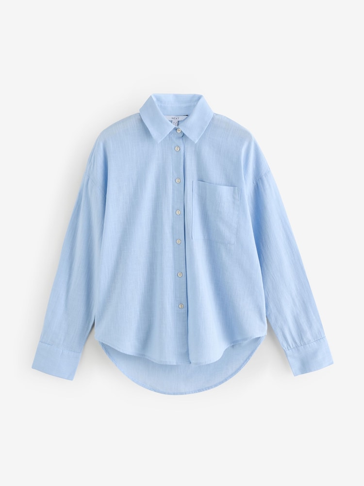 Light Blue Long Sleeve Shirt With Linen - Image 4 of 6