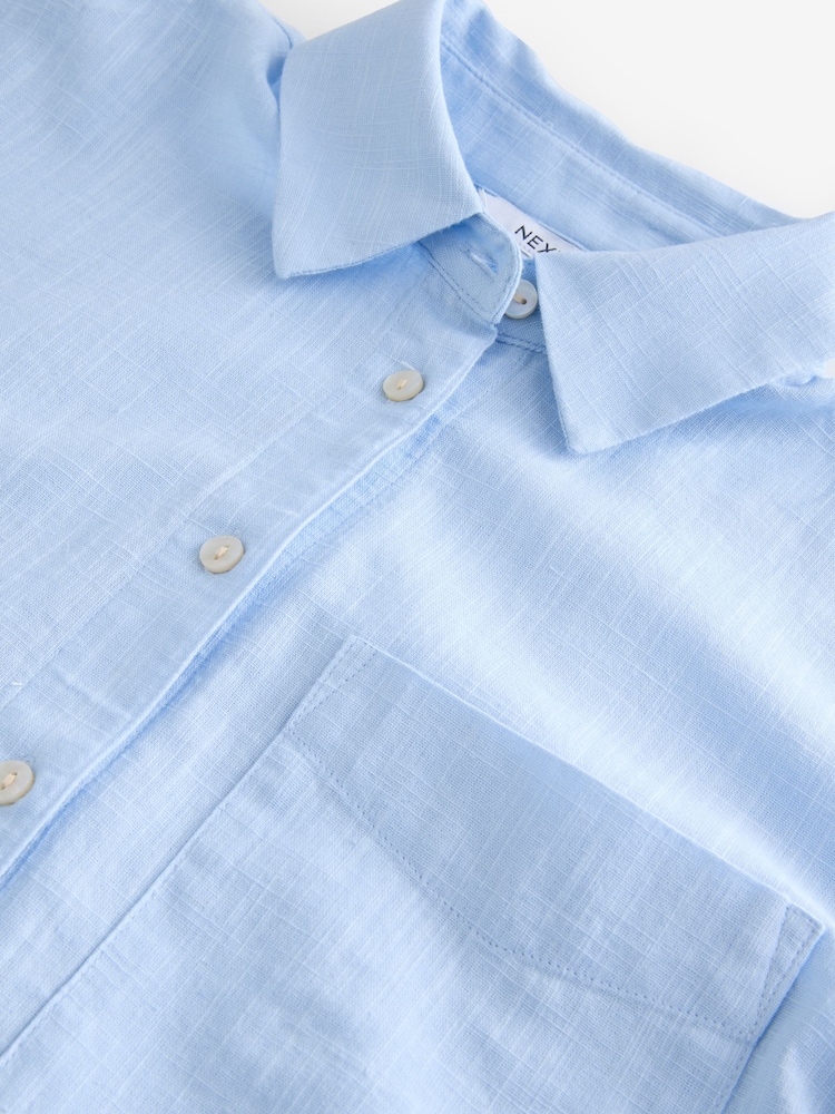 Light Blue Long Sleeve Shirt With Linen - Image 5 of 6