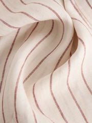 Neutral/Brown Stripe 100% Linen Button Down Relaxed Long Sleeve Shirt - Image 8 of 9