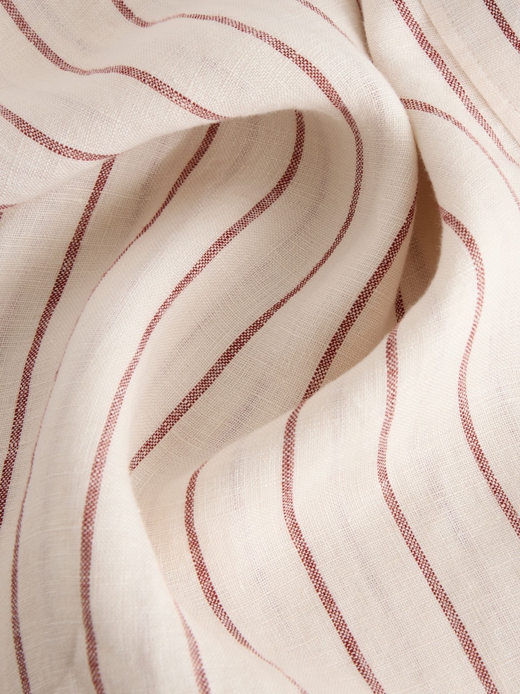 Neutre/Brown Rayure - 100% Lin Button Down Relaxed Manches longues Chemises - Image 8 of 9