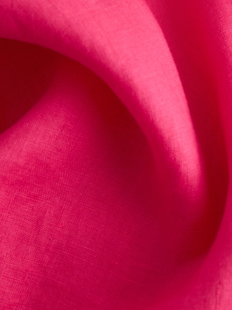 Fuschia Pink 100% Linen Button Down Relaxed Long Sleeve Shirt - Image 5 of 6