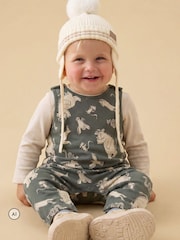 MORI Green Khaki Gruffalo Print  Sleeveless Dungarees - Image 1 of 3