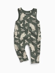MORI Green Khaki Gruffalo Print  Sleeveless Dungarees - Image 2 of 3