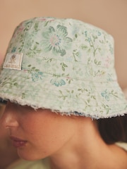 Shabby Chic by Rachel Ashwell® 100% Cotton Green Floral Reversible Bucket Hat - Image 2 of 4