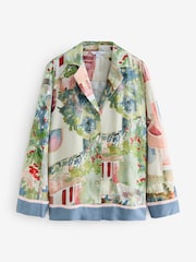 Pink/Blue Scenic Print Relaxed Soft Blazer - Image 1 of 4