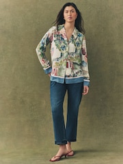 Pink/Blue Scenic Print Relaxed Soft Blazer - Image 2 of 4